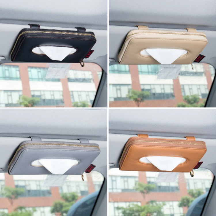 Car Sun Visor Skylight Hanging Tissue Box(H055 Black) - Image 2