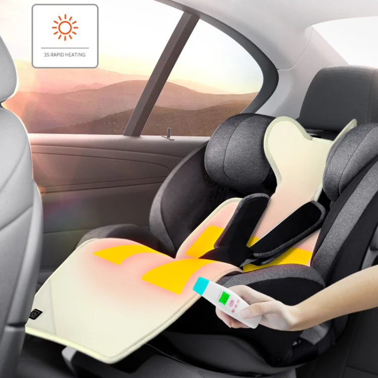 Car USB Heated Seat Cushion Winter Plush Child Seat Pad, Size: 90x32cm(Beige) - Image 12