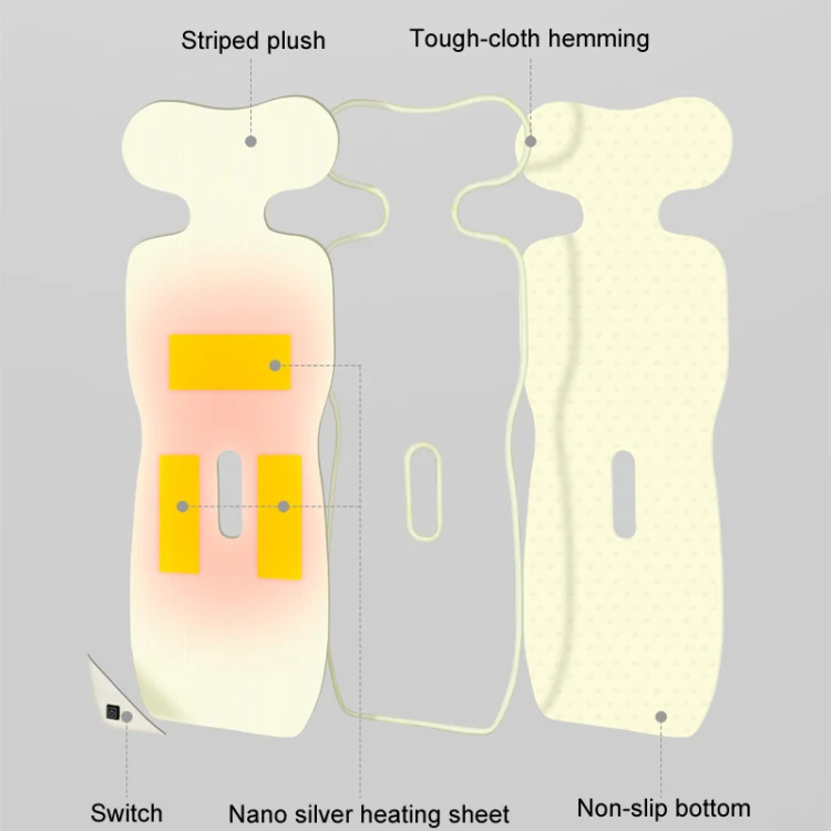 Car USB Heated Seat Cushion Winter Plush Child Seat Pad, Size: 90x32cm(Beige) - Image 3