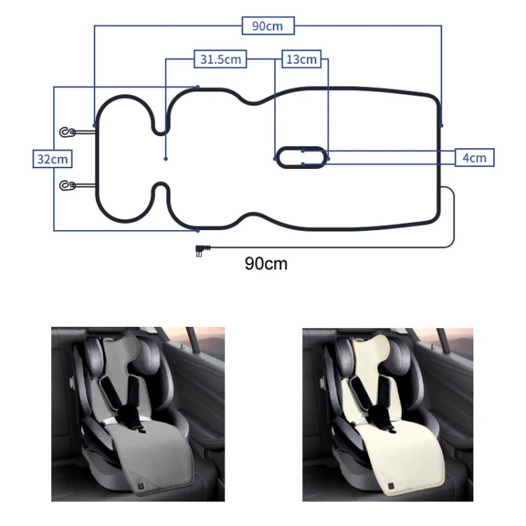 Car USB Heated Seat Cushion Winter Plush Child Seat Pad, Size: 90x32cm(Gray) - Image 2