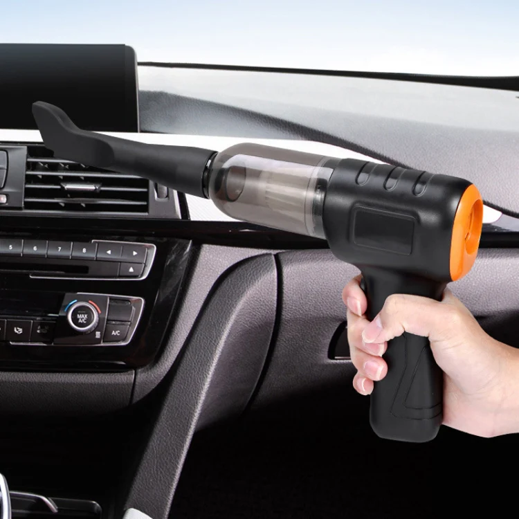 Car Vacuum Cleaner Large Suction Power Wireless Pump Inflatable Blower Handheld Small Vacuum Cleaner, Style: Brush 200W+2 Filters+Storage Bag (Black) - Image 2