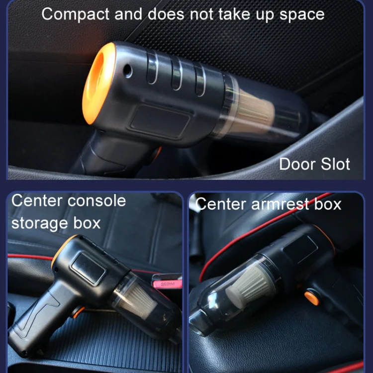 Car Vacuum Cleaner Large Suction Power Wireless Pump Inflatable Blower Handheld Small Vacuum Cleaner, Style: Brush 200W+2 Filters+Storage Bag (White) - Image 7