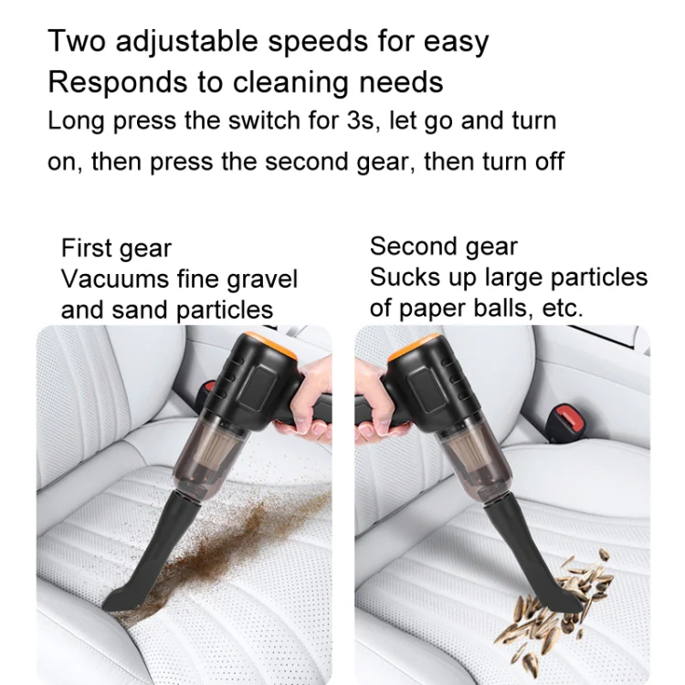 Car Vacuum Cleaner Large Suction Power Wireless Pump Inflatable Blower Handheld Small Vacuum Cleaner, Style: Brush 200W+3 Filters+Air Bag (White) - Image 8