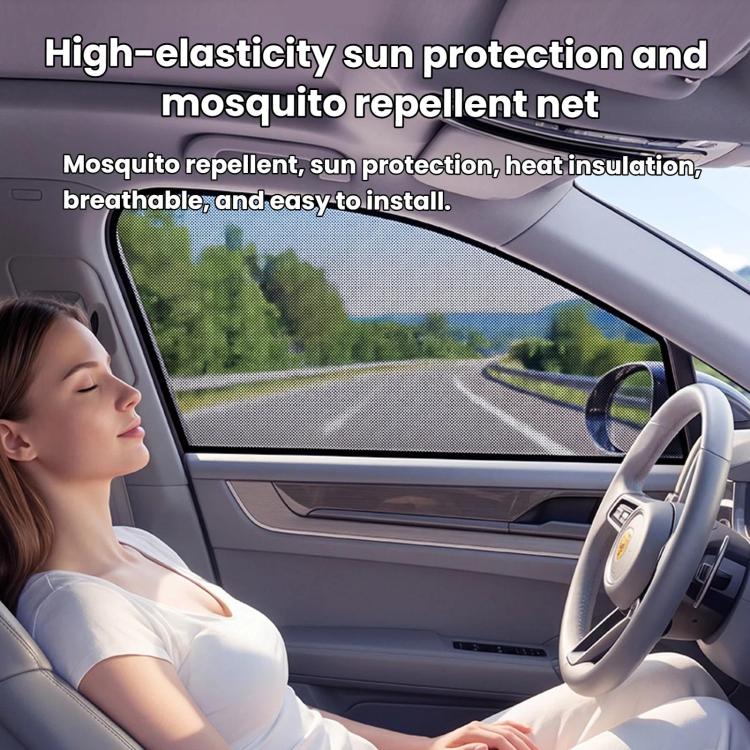 Car Window Sunshade Mosquito Curtain Mesh Fabric Auto Window Sun Block Cover, Spec: SUV 2pcs Front Window + 2pcs Rear Window - Image 2