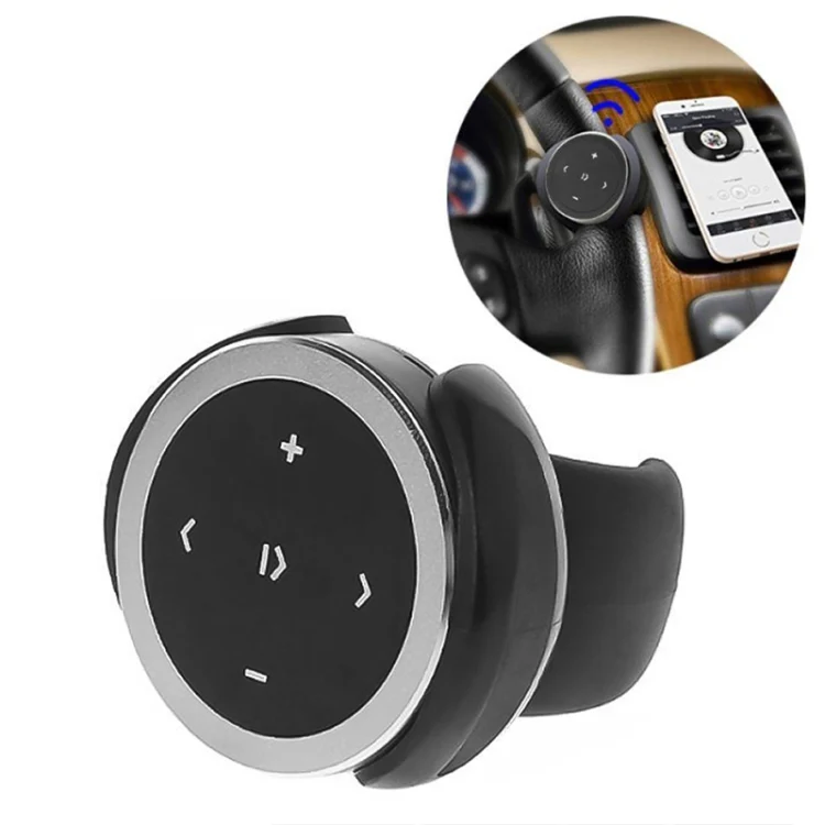 Car Wireless Bluetooth Controller Mobile Phone Multimedia Multi-functional Steering Wheel Remote Controller with Holder (Silver)