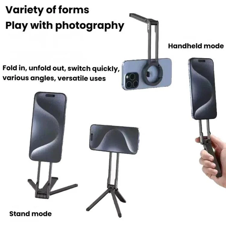 Carabiner Magnetic Aluminum Alloy Phone Holder Portable Photography Tripod(Silver) - Image 2