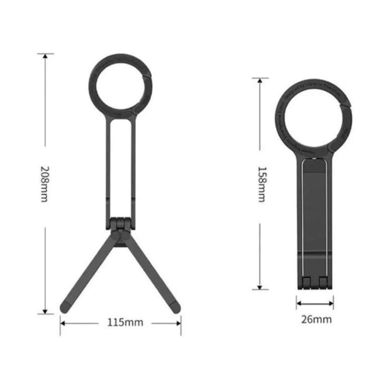Carabiner Magnetic Aluminum Alloy Phone Holder Portable Photography Tripod(Silver) - Image 3
