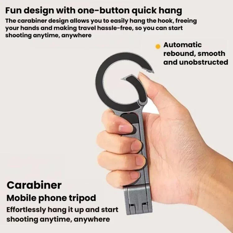 Carabiner Magnetic Aluminum Alloy Phone Holder Portable Photography Tripod(Silver) - Image 6
