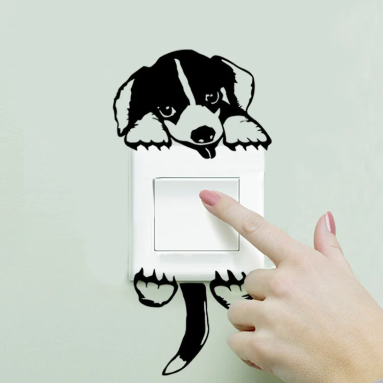 Cartoon Cute Puppy Decorative Switch Wall Sticker PVC Waterproof Sticker(Size:11x22cm)