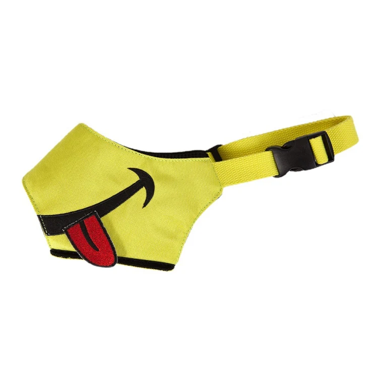 Cartoon Dog Mouth Cover Anti-Bite Nylon Dog Mask, Size: S(Yellow)