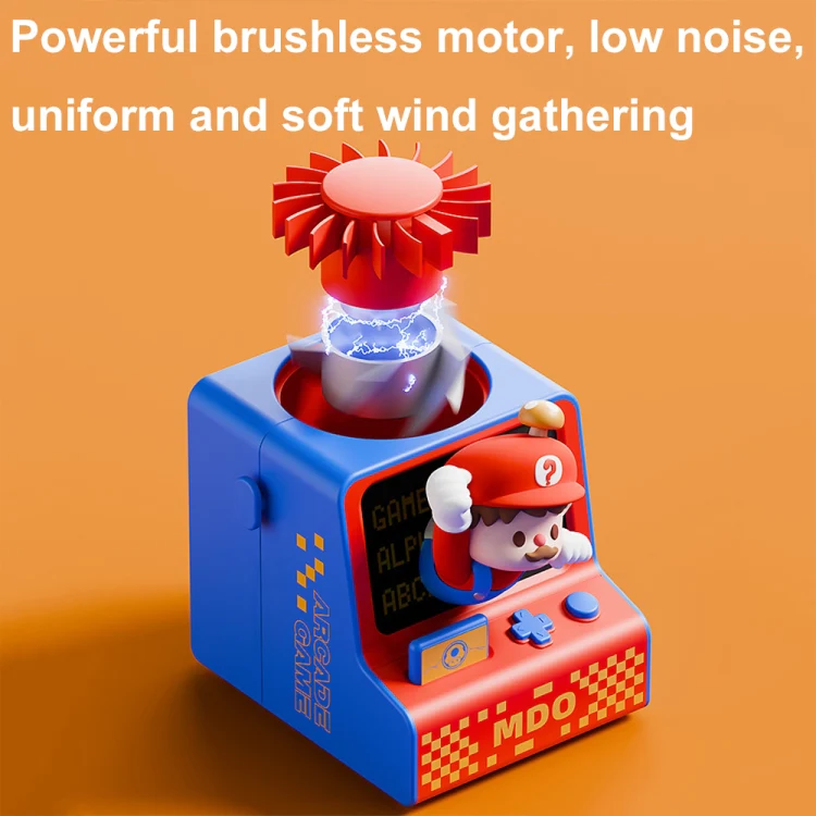 Cartoon Game Console Shape USB Charging Portable Bladeless Halter Fan(Beat Gophers) - Image 3