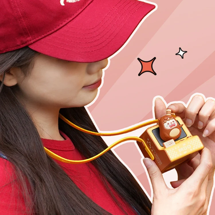 Cartoon Game Console Shape USB Charging Portable Bladeless Halter Fan(Beat Gophers) - Image 9