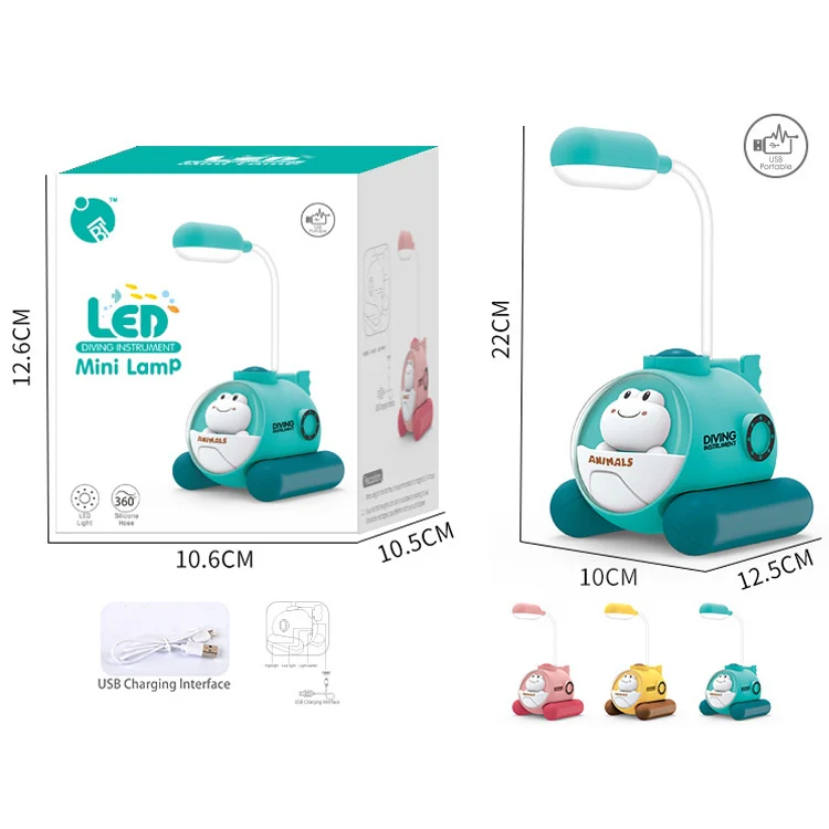 Cartoon Submarine Frog Mini Table Lamp(Pink) - Image 3