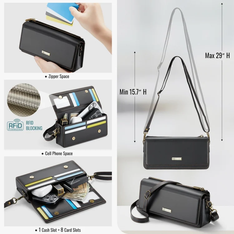 CaseMe ME30 Max Multifunctional Large-Capacity Shoulder Crossbody Phone Bag(Black) - Image 4
