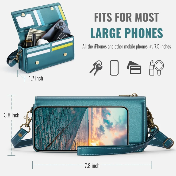 CaseMe ME30 Max Multifunctional Large-Capacity Shoulder Crossbody Phone Bag(Blue Green) - Image 3