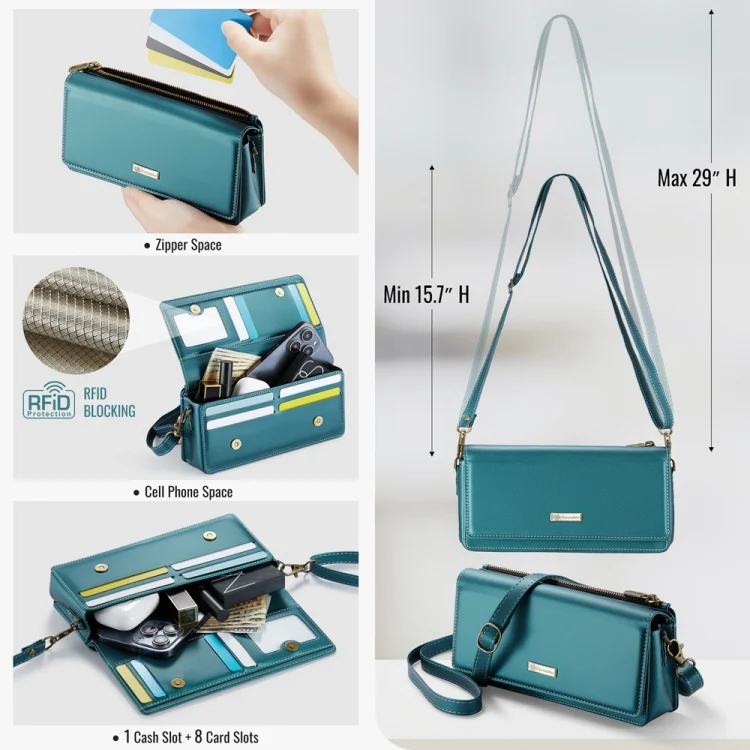 CaseMe ME30 Max Multifunctional Large-Capacity Shoulder Crossbody Phone Bag(Blue Green) - Image 4