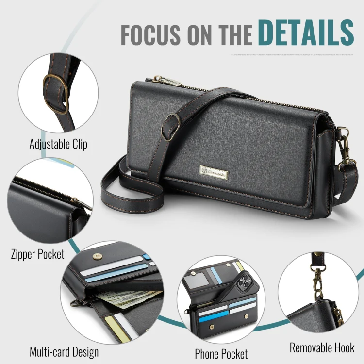 CaseMe Me30 Multi Functional Diagonal Cross Bag Phone Case(Black) - Image 4