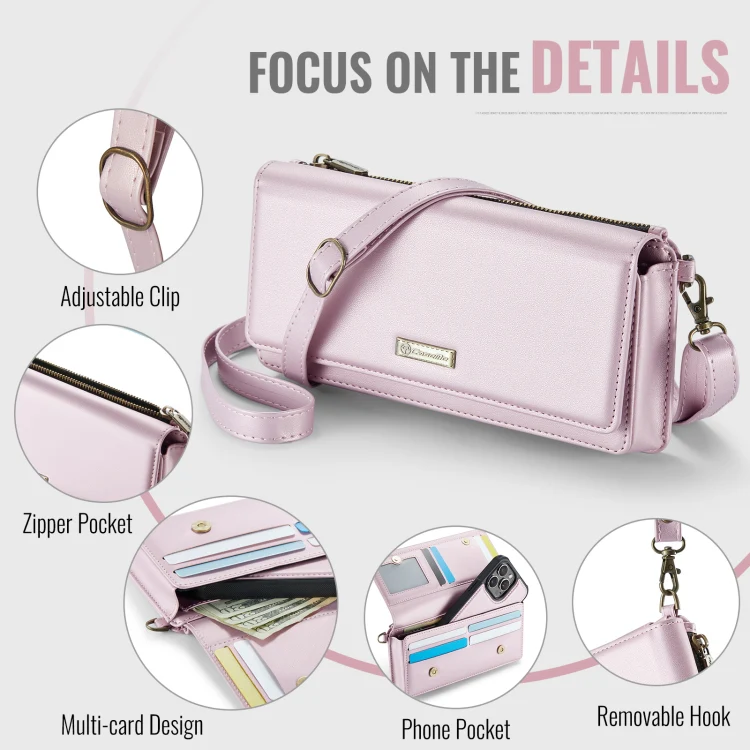 CaseMe Me30 Multi Functional Diagonal Cross Bag Phone Case(Pink) - Image 4
