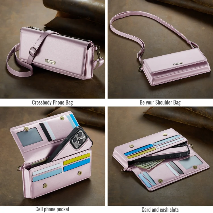 CaseMe Me30 Multi Functional Diagonal Cross Bag Phone Case(Pink) - Image 5