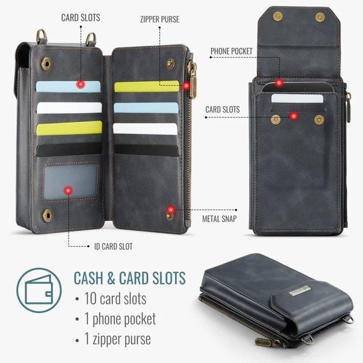 CaseMe Me40 Vertical Multifunctional Shoulder Crossbody Phone Bag(Black) - Image 4