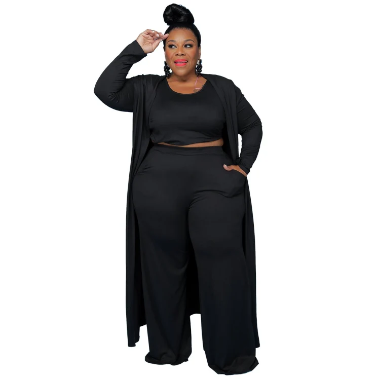Casual Fashion Sports Home Three-piece Set (Color:Black Size:XXXXL)