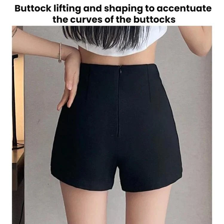 Casual High-Waisted Fitted Suit Shorts Leggings Hot Pants, Color: Fleece-lined Black(M) - Image 6