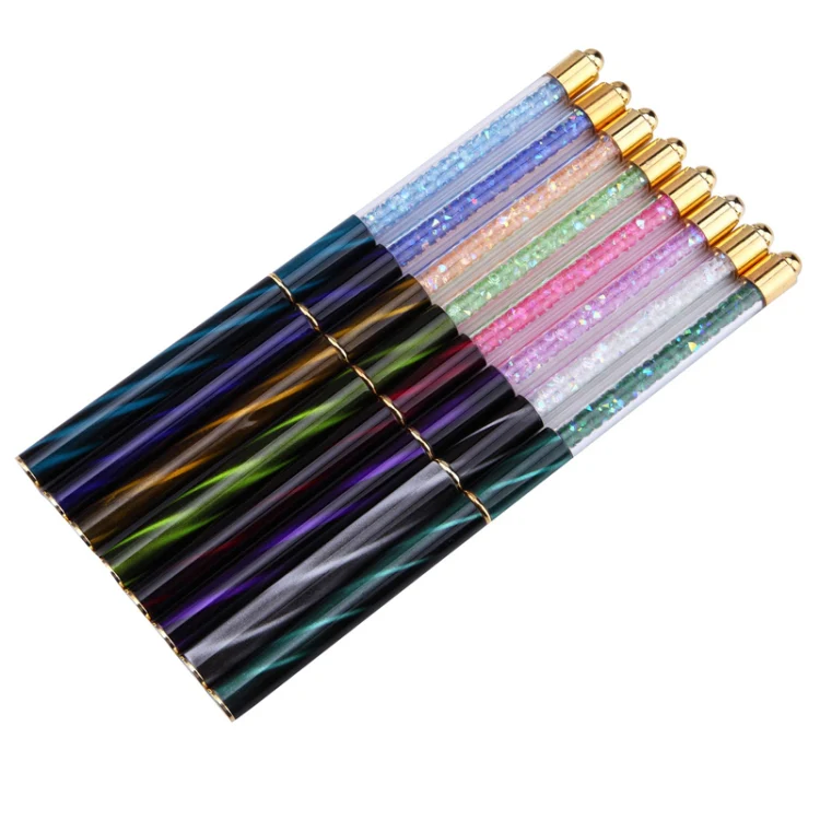 Cat Eye Pen Barrel Painted Pen With Diamond Light Therapy Nail Tool Light Therapy Pen(2# Purple Stripes (Gradient)) - Image 6