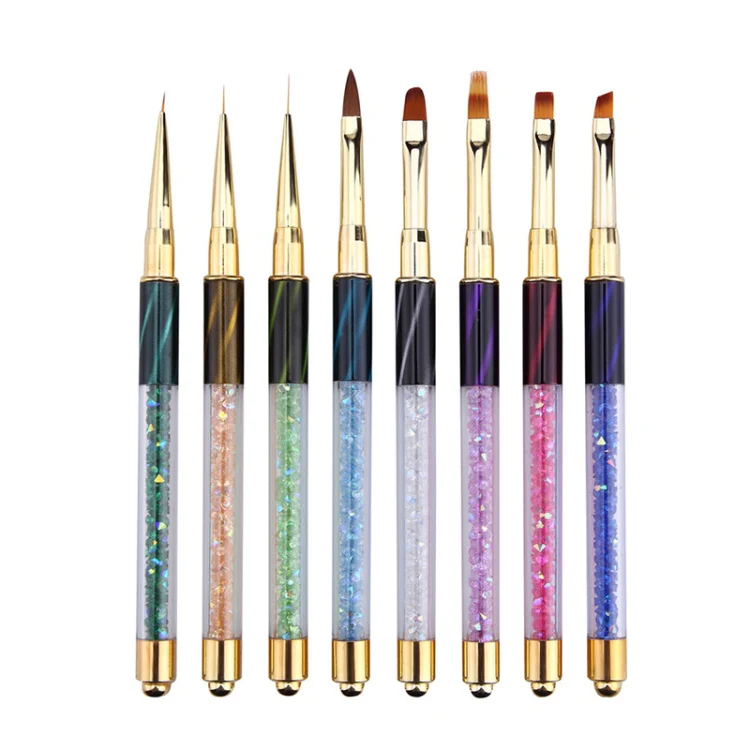 Cat Eye Pen Barrel Painted Pen With Diamond Light Therapy Nail Tool Light Therapy Pen(7# Green Stripes (Long Pull Line)) - Image 3