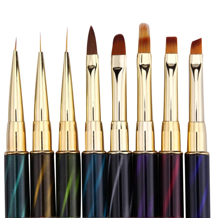 Cat Eye Pen Barrel Painted Pen With Diamond Light Therapy Nail Tool Light Therapy Pen(7# Green Stripes (Long Pull Line)) - Image 4