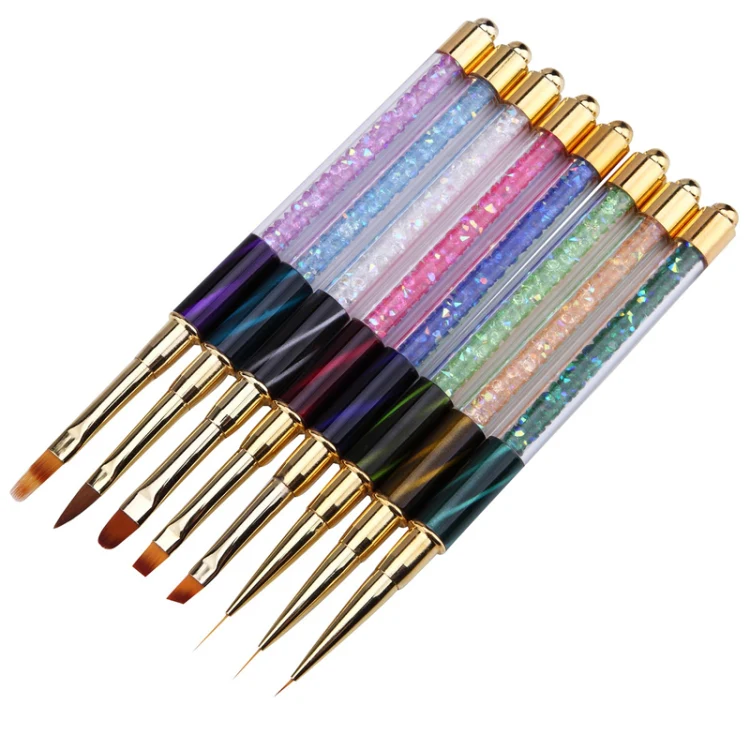 Cat Eye Pen Barrel Painted Pen With Diamond Light Therapy Nail Tool Light Therapy Pen(7# Green Stripes (Long Pull Line)) - Image 5