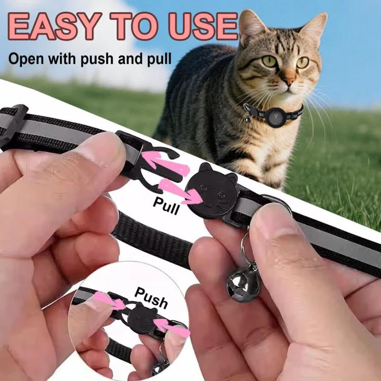Cat Tracker Collar Compatible With Apple Find My Reflective Pet GPS Finder With Breakaway Safety Buckle & Bell(Orange) - Image 6