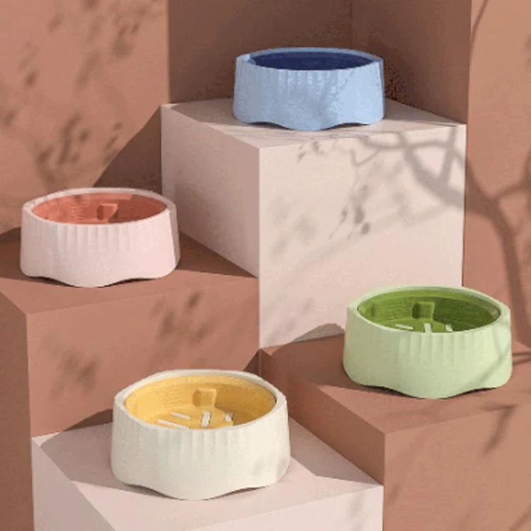 Cats And Dog Anti Spill Slow Feeding Bowl Pet 2 In 1 Non-Slip Food Cup(Blue) - Image 2