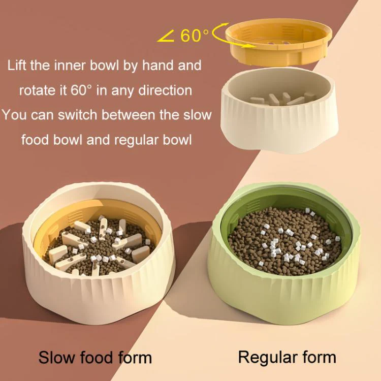 Cats And Dog Anti Spill Slow Feeding Bowl Pet 2 In 1 Non-Slip Food Cup(White) - Image 5