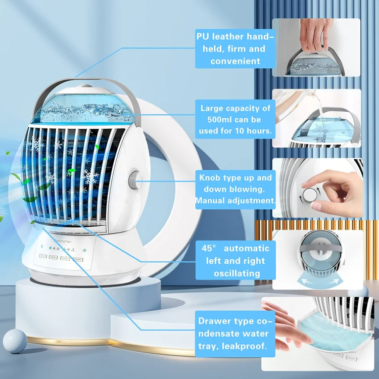 CF-009 USB Touch Spray Humidification Air Conditioning Fan Desktop Office Air Cooler(White) - Image 6