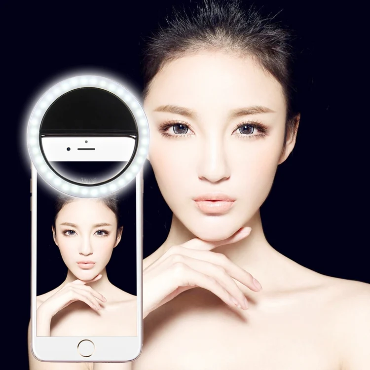 Charging Selfie Beauty Light For iPhone, Galaxy, Huawei, Xiaomi, LG, HTC and Other Smart Phones with Adjustable Clip & USB Cable(Black)