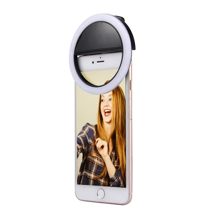 Charging Selfie Beauty Light For iPhone, Galaxy, Huawei, Xiaomi, LG, HTC and Other Smart Phones with Adjustable Clip & USB Cable(Black) - Image 2