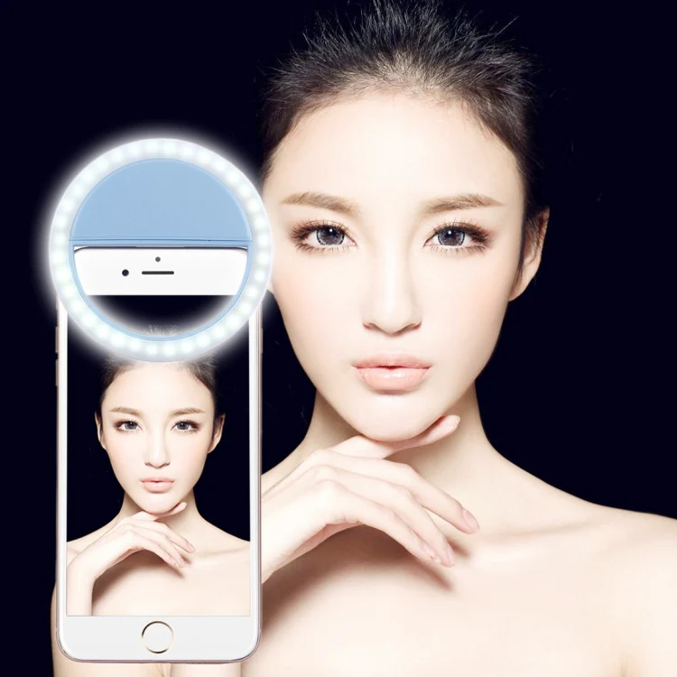 Charging Selfie Beauty Light For iPhone, Galaxy, Huawei, Xiaomi, LG, HTC and Other Smart Phones with Adjustable Clip & USB Cable(Blue)