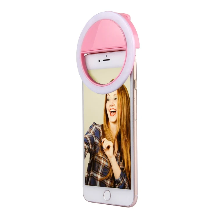 Charging Selfie Beauty Light For iPhone, Galaxy, Huawei, Xiaomi, LG, HTC and Other Smart Phones with Adjustable Clip & USB Cable(Pink) - Image 2