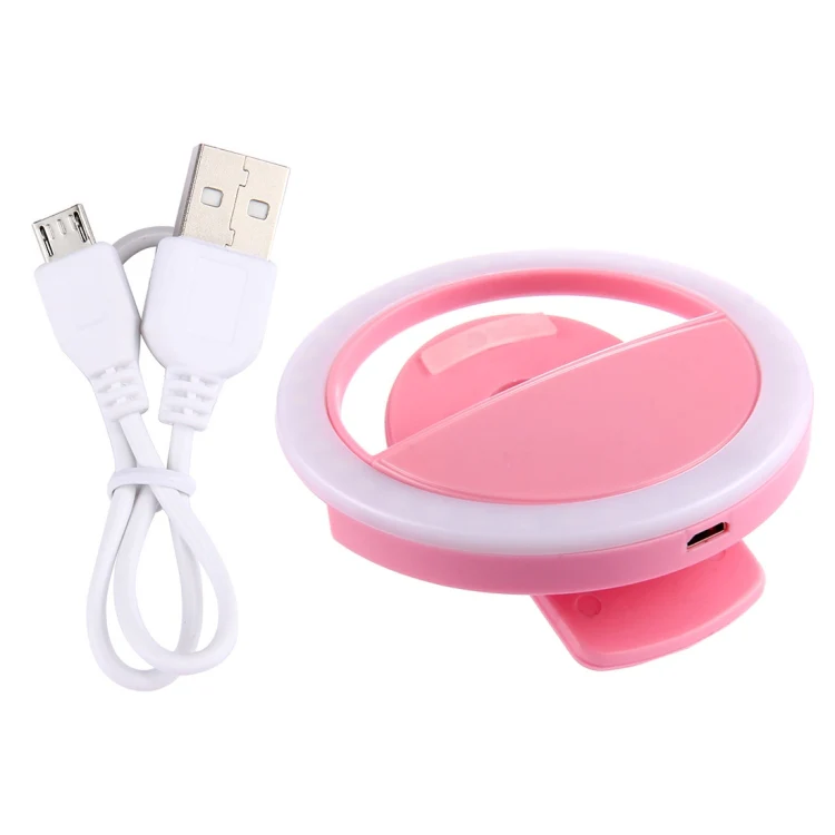 Charging Selfie Beauty Light For iPhone, Galaxy, Huawei, Xiaomi, LG, HTC and Other Smart Phones with Adjustable Clip & USB Cable(Pink) - Image 4
