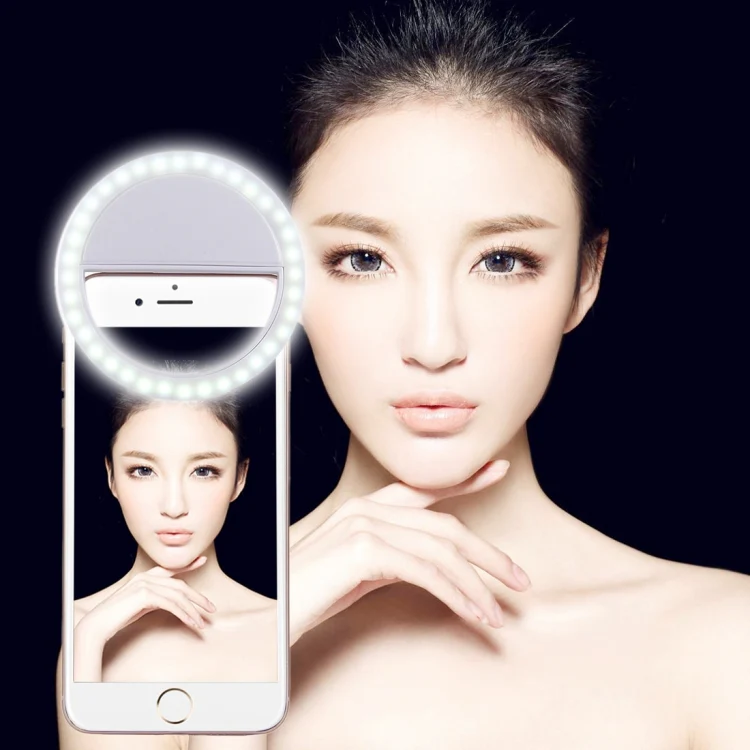 Charging Selfie Beauty Light For iPhone, Galaxy, Huawei, Xiaomi, LG, HTC and Other Smart Phones with Adjustable Clip & USB Cable(White)