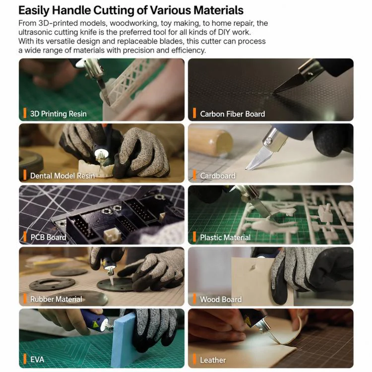 Chawke 8-Piece Set Basic Handheld Ultrasonic Cutter Tool Kit For Plastic Sprue Deburring 3D Print Model Craft Carving(EU Plug) - Image 9