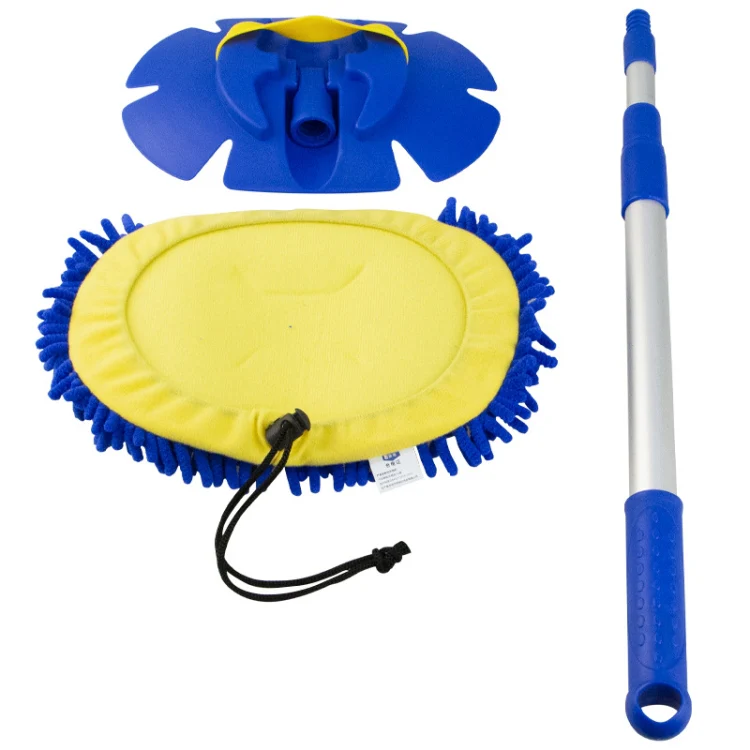 Chenille Water Brush Telescopic Rotary Roller Brush Cleaning Mop(Royal Blue) - Image 2