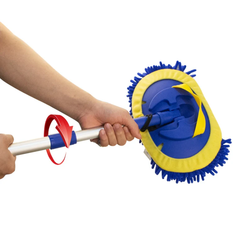 Chenille Water Brush Telescopic Rotary Roller Brush Cleaning Mop(Royal Blue) - Image 4