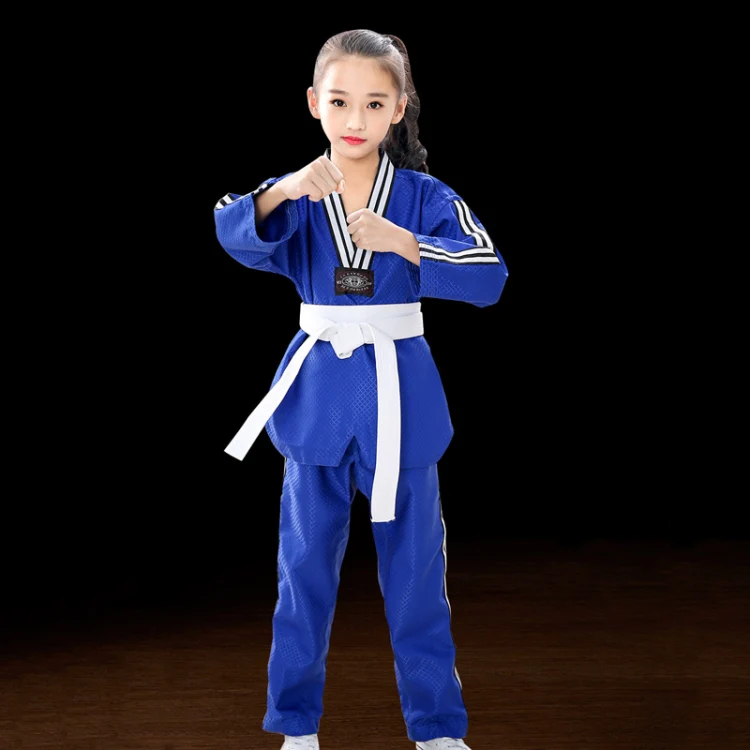 Child Adult Cotton Men And Women Taekwondo Clothing Training Uniforms, Size: 130(Plus Bar White) - Image 2