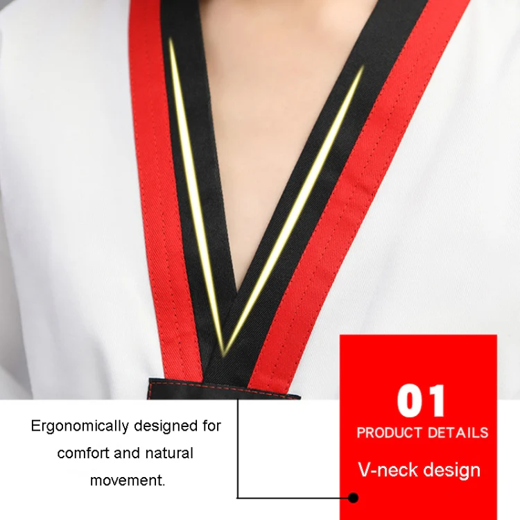 Child Adult Cotton Men And Women Taekwondo Clothing Training Uniforms, Size: 150(Plus Bar White) - Image 3