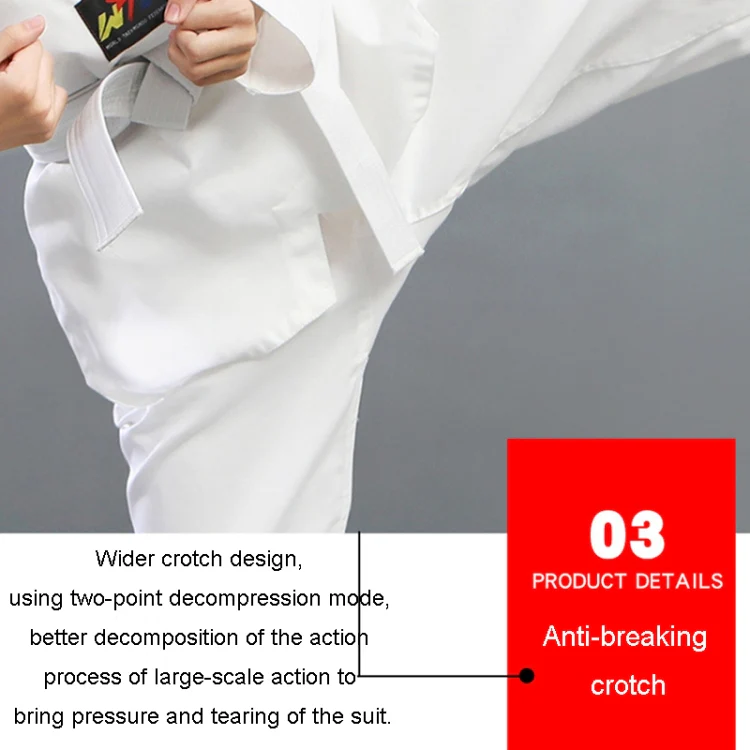 Child Adult Cotton Men And Women Taekwondo Clothing Training Uniforms, Size: 180(Plus Bar White) - Image 5