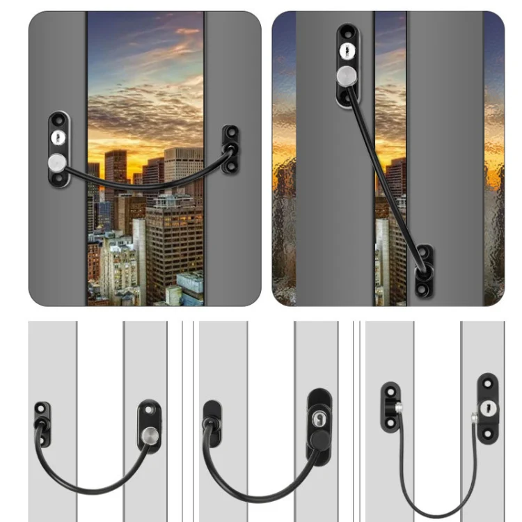 Children High-rise Anti-fall Safety Lock Window Push Limiter, Color: Black (High Standard) - Image 5