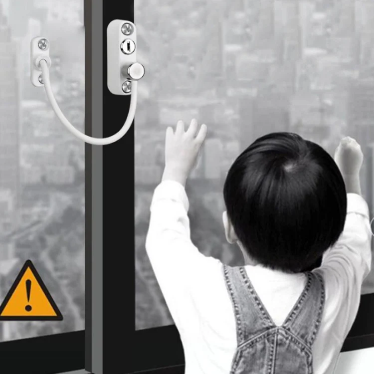Children High-rise Anti-fall Safety Lock Window Push Limiter, Color: White (High Standard) - Image 6