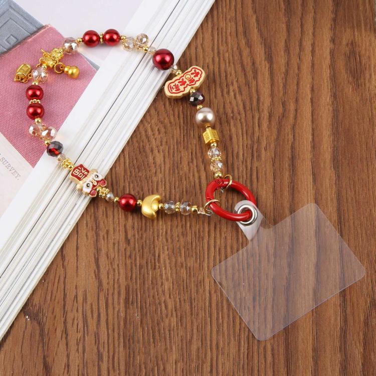 Chinese Lion Dance Lucky Phone Charm Strap(Red)
