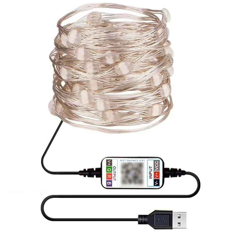 Christmas Decoration RGB Copper Wire String Light Bluetooth Mobile APP Control, Length: 10m 100 LEDs - Image 2